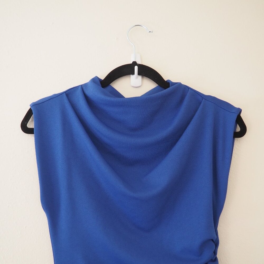 by Anthropologie The Maya Blue Ruched Cowl-Neck Dress sz xs - Picture 6 of 8